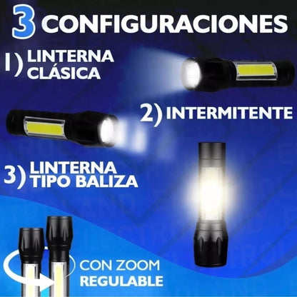 2X1 - SUPER LINTERNA 3 EN 1 TITANIUM PRO CON ESTUCHE DE REGALO